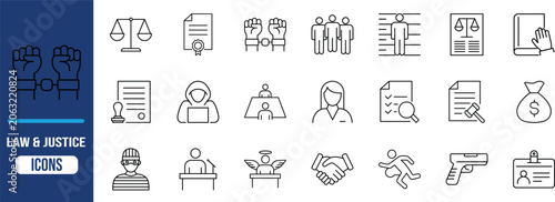 Bild auf Leinwand Law and justice outline icons