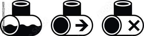 Foto Water flow, icons vector, stream and liquid movement symbols representing water circulation drainage supply and fluid direction concepts