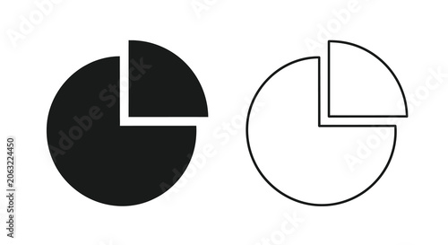 Fotografía Pie chart silhouettes with one segment highlighted black and white