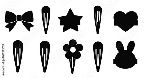 Obraz na plátne Hairpin Collection In Black Silhouette accessory adornment