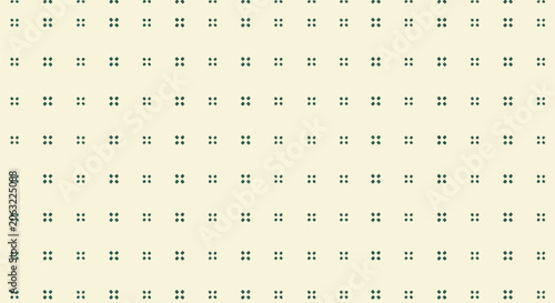 Obraz na plátně Minimalist pattern featuring rows of small dark green diamond shapes arranged in symmetric grid on light pastel yellow background for simple textile designs