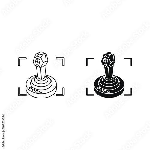 Retro joystick illustration with detailed design and base joystick illustration detailed