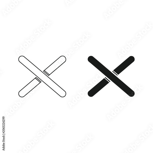 Two crossed cylindrical objects in two color variations with cylinders geometry contrast
