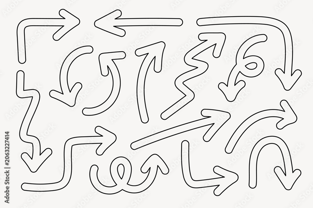 Fototapeta premium Diverse hand-drawn arrow designs element vector
