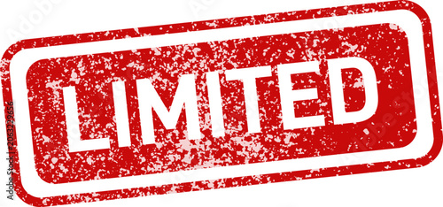 Foto Red rubber stamp with 'limited' text isolated on white background