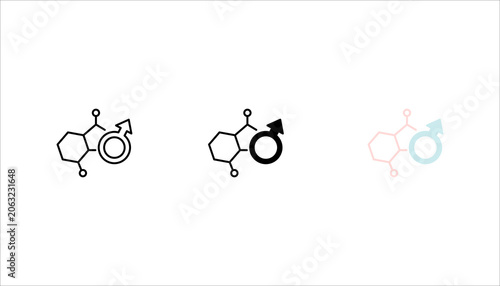 Obraz na płótnie Male hormone molecule line icon  set