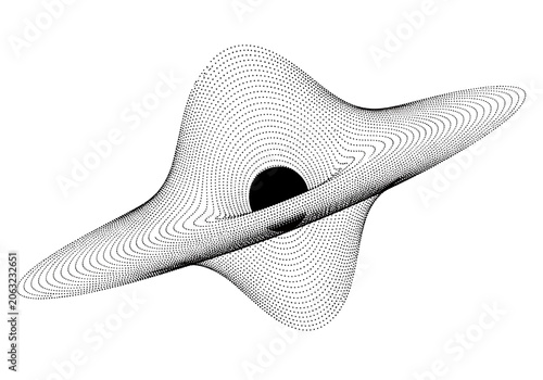 Foto Abstract stippled illustration of a black hole with an accretion disk