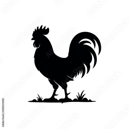 Rooster silhouette icon vector illustration.
