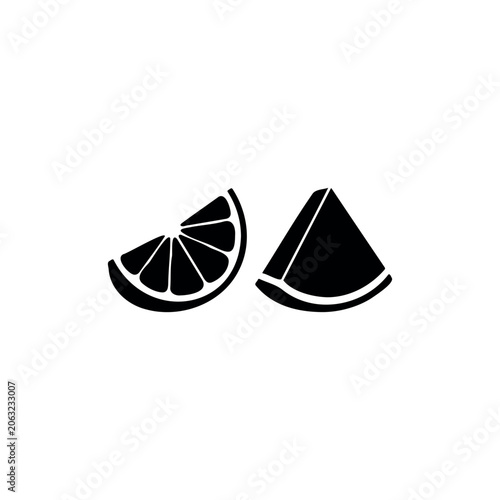 Fruit wedge silhouette icon vector illustration.
