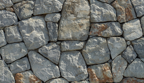 Εκτύπωση καμβά Stone wall texture, grey stones large size texture background
