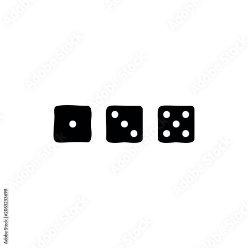 Classic six sided dice set three silhouette icon vector illustration.
