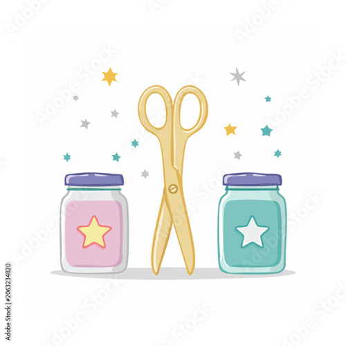 Golden trophy cup with stars and ribbons