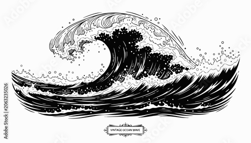 Photos Very beautiful black-and-white engraved vector illustration featuring VINTAGE OC