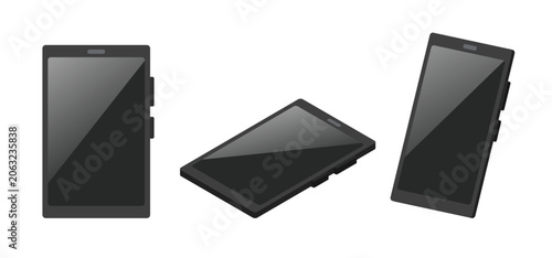Smartphone 3D icons set. Isometric vector 3D clipart.