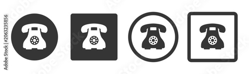 Telephone black icon set. Retro phone. Vector flat  icons.