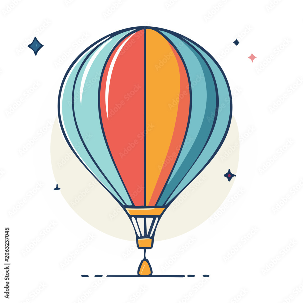 Fototapeta premium Colorful hot air balloon flat illustration