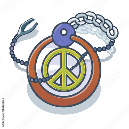 Cartoon Peace Symbol Pendant with Chain