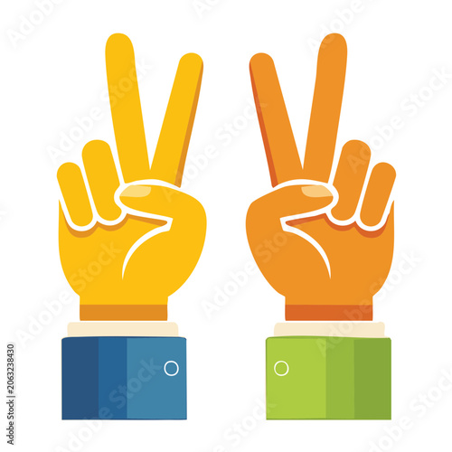 Flat Design Peace Sign Hands Illustration