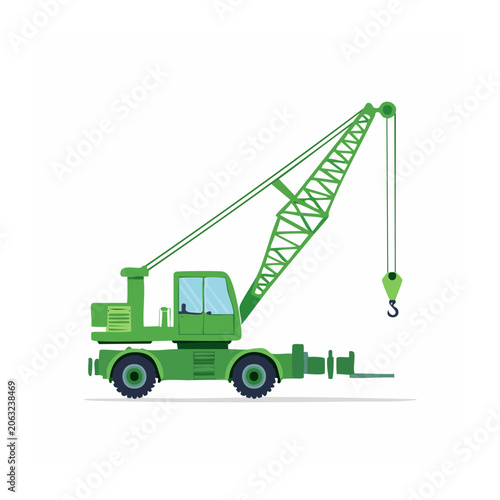 Green forklift with cargo container 3D render