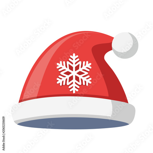 Red Santa hat with snowflake icon on transparent background