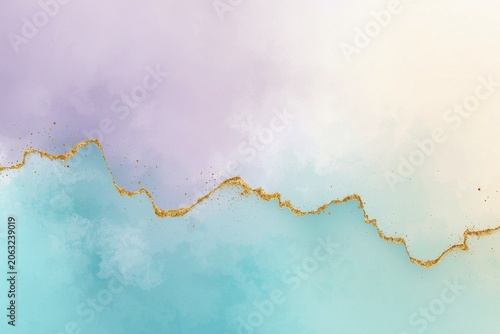 Pastel blue purple lilac lavender green turquoise agua teal yellow beige white abstract background. Color gradient ombre. Noise grain granular particle spray. Line wave. Light soft pale. Metallic foil