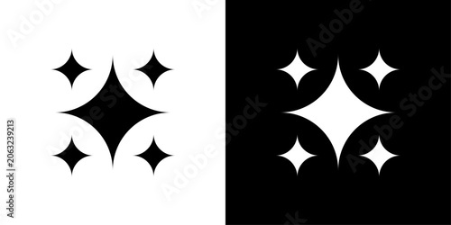Schilderij op canvas Sparkle stars icon set in solid and outline style