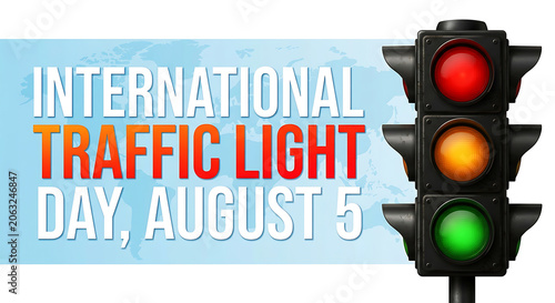 International traffic light day awareness poster design for august 5 isolated as PNG