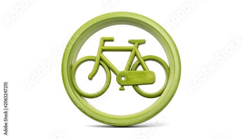 A green bicycle icon within a circle on a white background