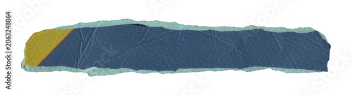 Schilderij op canvas Abstract Torn Textured Material with Blue and Yellow Pattern on Transparent Back