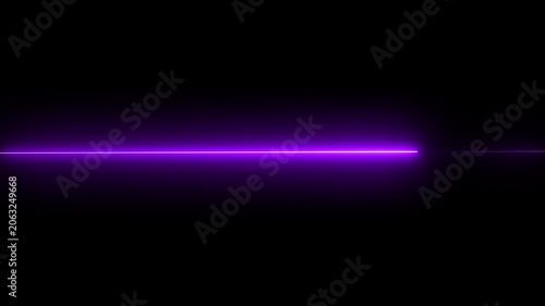 Straight Neon Laser Line Animation with Bright Glow Reflection on Black Background Modern Motion Graphics Loop