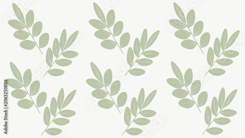 A pattern of rowan branches with dusty leaves.