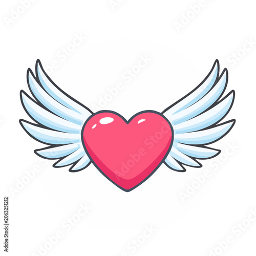 Red heart with angel wings illustration