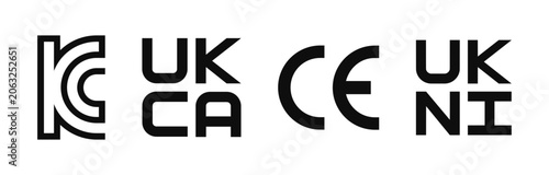 Foto KCC UKCA CE and UKNI Electronic Symbol sign icons