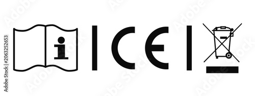 Fotografie Read Instruction before use CE and WEEE Black Symbol sign icon