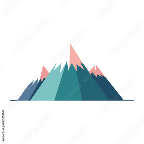 Abstract flat design mountain landscape vector