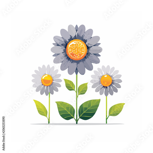 Flat design bouquet of daisies and sunflower