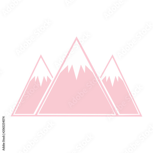 Pink mountain peak vector illustration