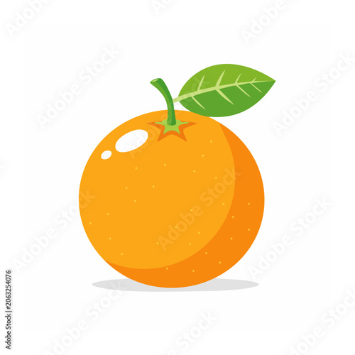Orange with green leaf isolated on transparent background