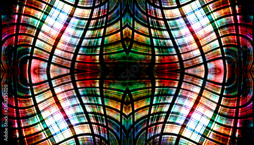 Colorful Kaleidoscope Plaid Tartan Symmetrical Abstract Light Background