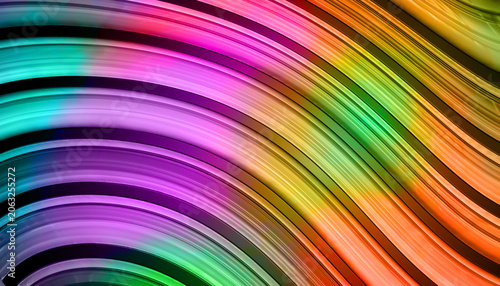 Rainbow Curved Wave Abstract Background with Smooth Colorful Flowing Lines