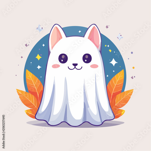 Cute Cat Ghost Illustration