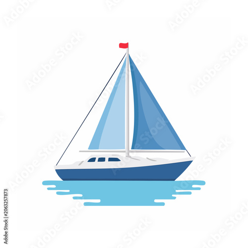 Minimalist 3D sailboat on white background