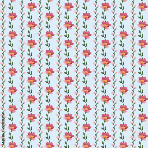 Elegant pink botanical stripe seamless pattern, cute floral background for wallpaper, textile, and wrapping paper