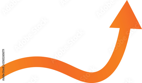 A wavy orange arrow pointing upwards in a graphic illustration