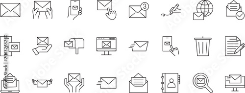 Quadro su tela Mailing icon set mail, email, mailbox, letter, send, receive, post office You can easily change the color