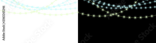 PNG image of Glowing Christmas fairy lights, decorative hanging string lights for holiday celebration, sparkling festive light bulbs for party event decor isolated on Transparent Background