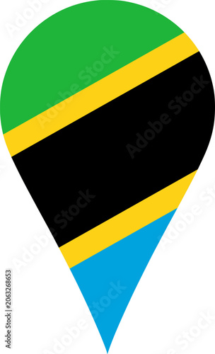 Tanzania Flag Location Pin Map Marker Tanzanian Destination GPS Vector Icon