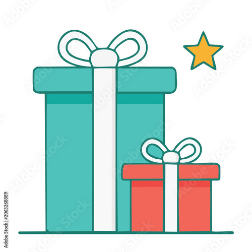 Flat design illustration of stacked gift boxes with star