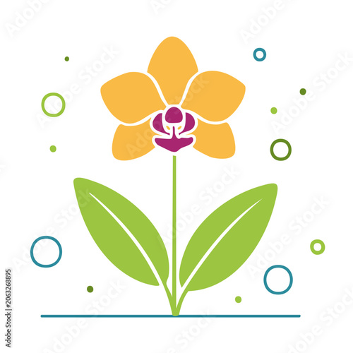 Flat Design Orchid Flower Illustration