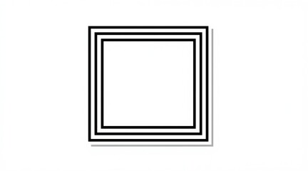 Geometric square frame with concentric black borders on a white background. Clean, modern design element with simple, elegant lines and subtle shadow.